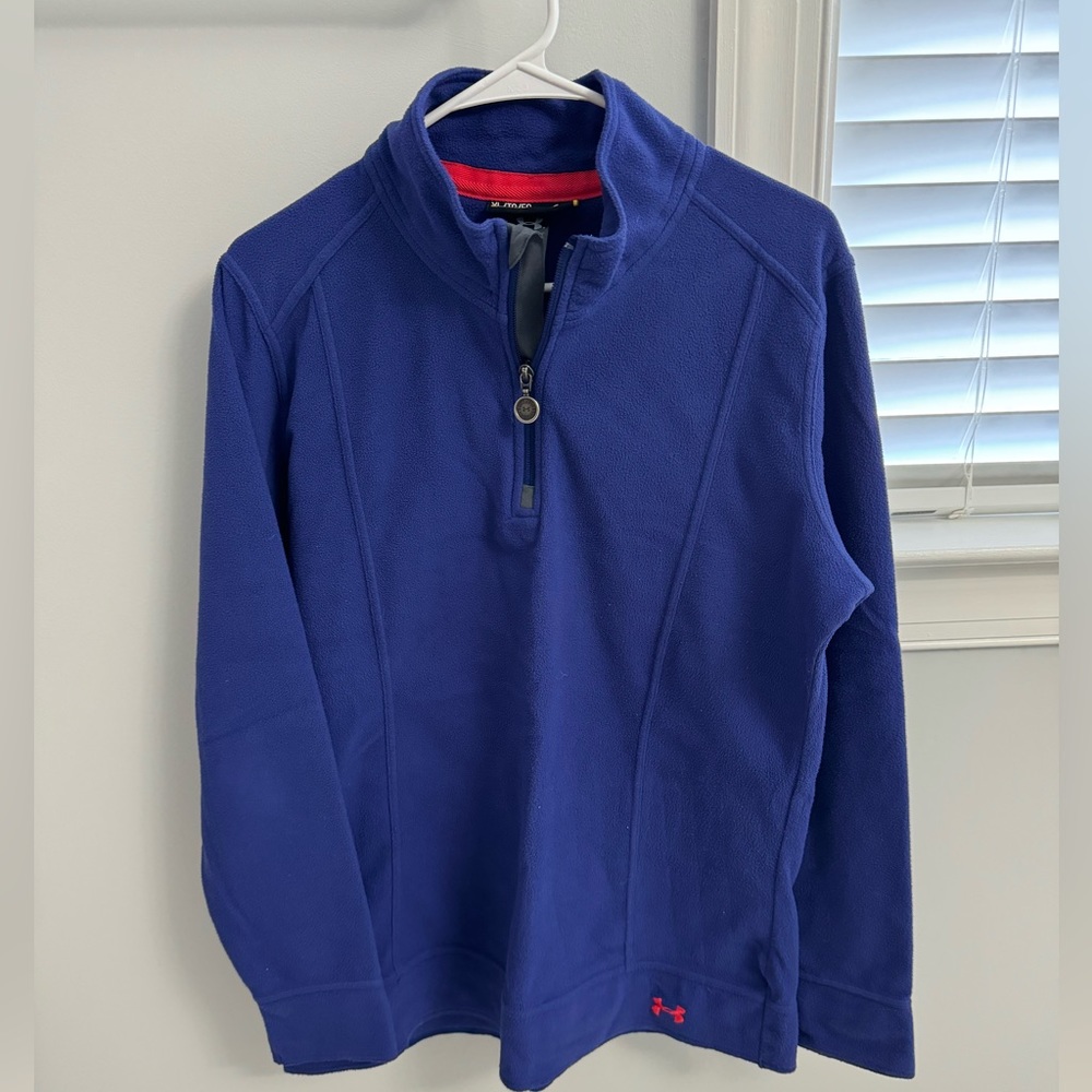 Under Armour quarter zip sweatshirt, size XL, royal purple color.